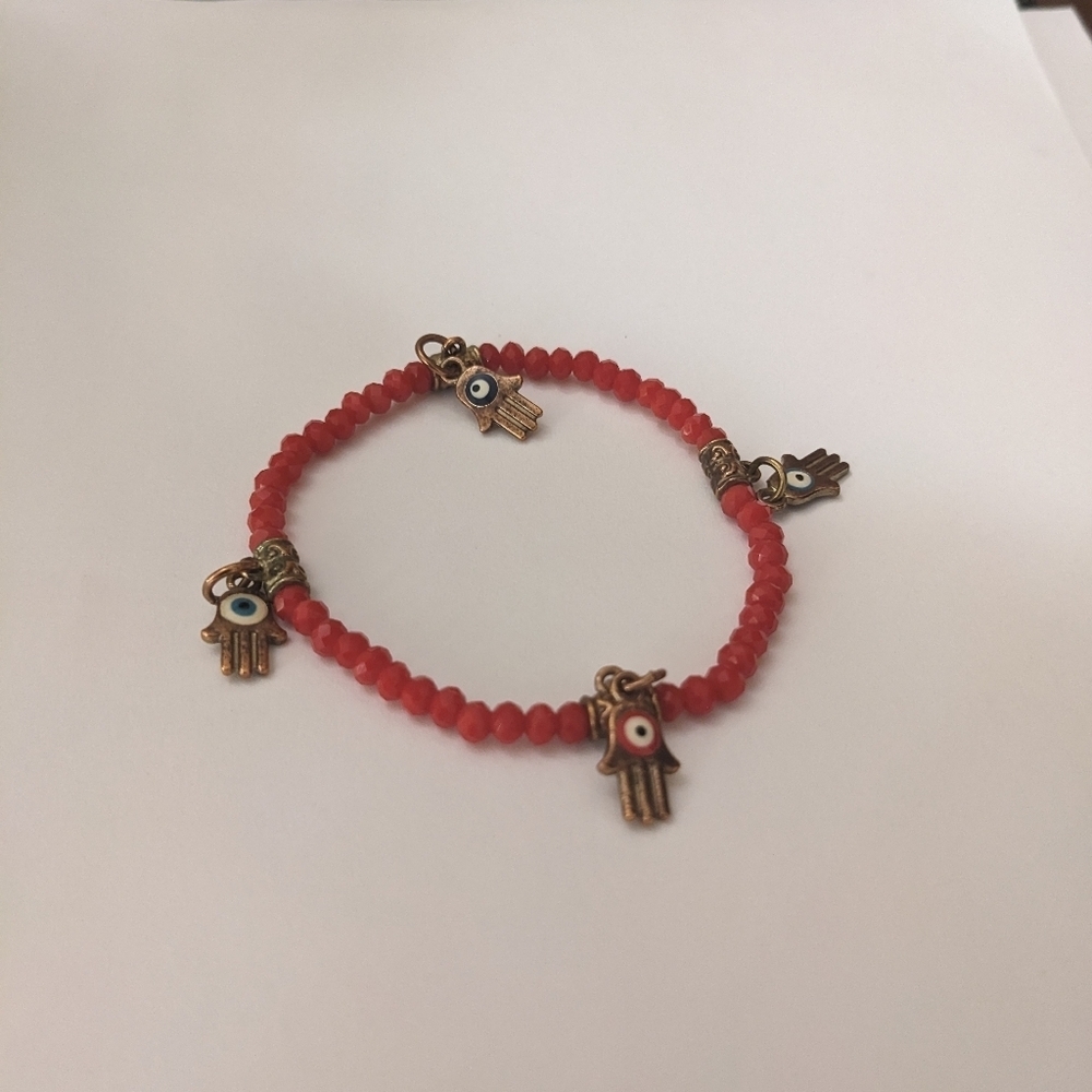 Red  Hamsa Charm Bracelet